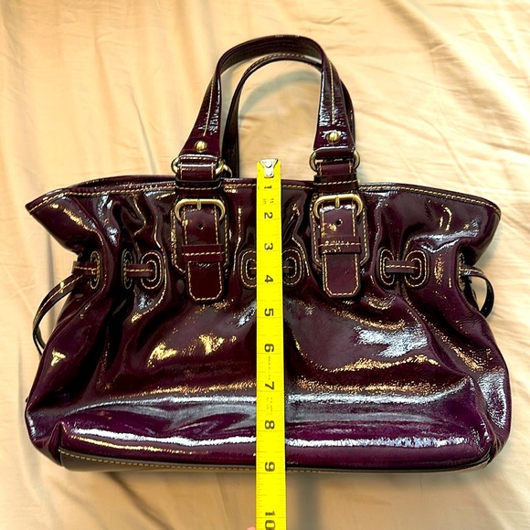 Dooney & Burke Plum Chiara Leather Patent Medium Handbag - Picture 8 of 11